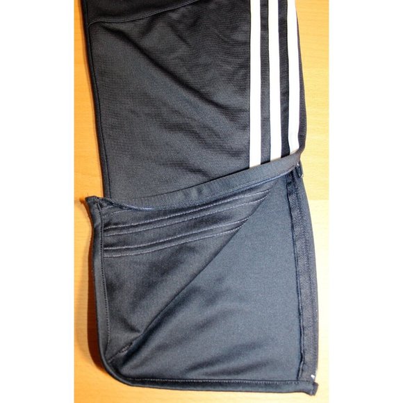 Boys Adidas Climalite 3 White Stripes Drawstring Track Pants Youth Large Blue - Picture 6 of 7